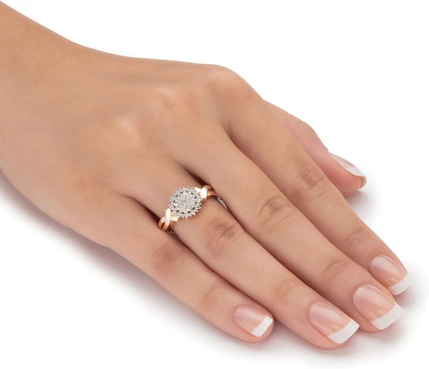 PalmBeach Yellow Gold-plated Genuine Diamond Accent Cluster Ring Sizes 6-10