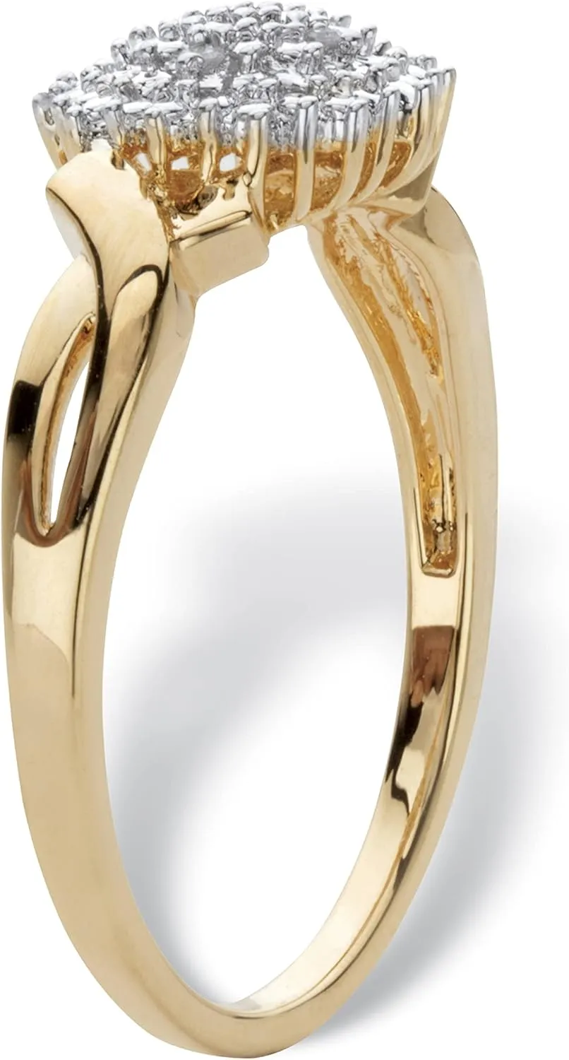 PalmBeach Yellow Gold-plated Genuine Diamond Accent Cluster Ring Sizes 6-10