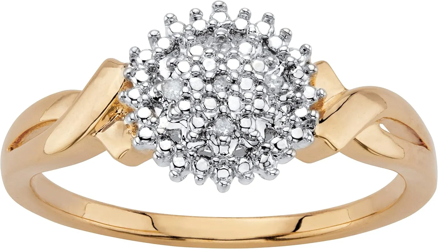PalmBeach Yellow Gold-plated Genuine Diamond Accent Cluster Ring Sizes 6-10
