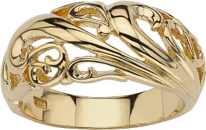 PalmBeach Yellow Gold-plated Sterling Silver Swirling Cutout Dome Ring Sizes 5-12