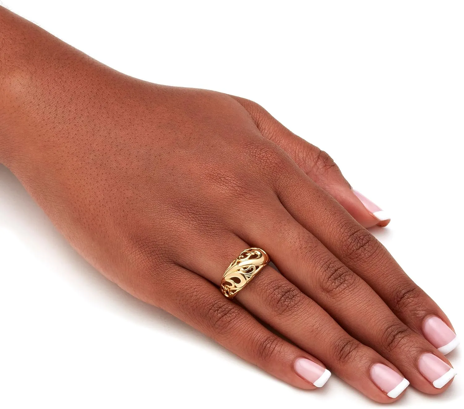 PalmBeach Yellow Gold-plated Sterling Silver Swirling Cutout Dome Ring Sizes 5-12