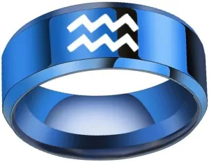 PAMTIER Men's Stainless Steel 12 Zodiac Signs Ring Wedding Band Horoscope Constellation Simple
