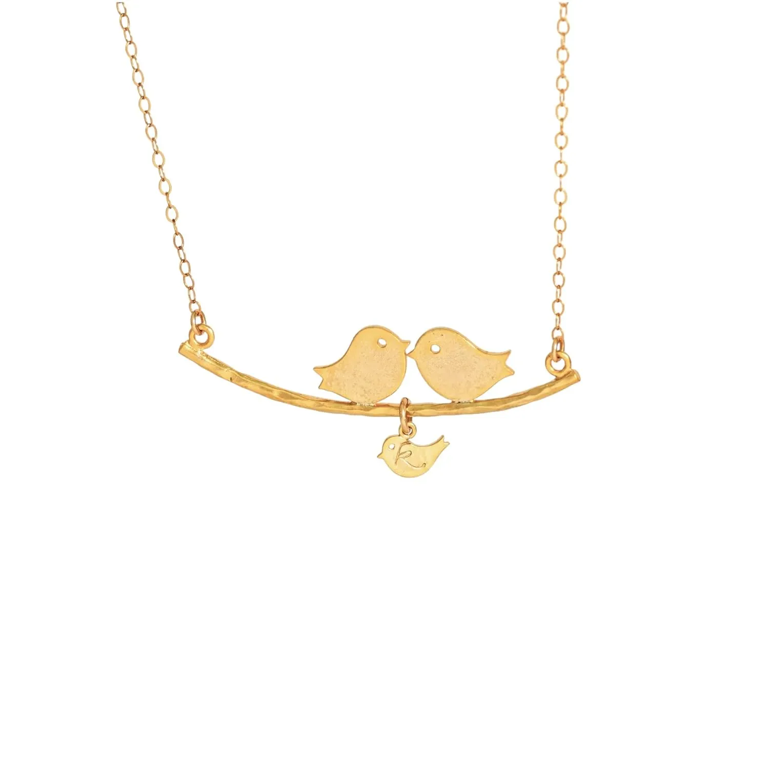 Parents and Baby Bird Necklace, Bird Family Necklace. Mom Dad and Child Monogram, SILVER Bird Initial Necklace, Mother Day's Gift