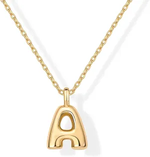 PAVOI 14K Gold Plated Dainty Chunky Bubble Initial Letter Pendant Necklace for Women | Alphabet Letter Necklace