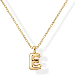 PAVOI 14K Gold Plated Dainty Chunky Bubble Initial Letter Pendant Necklace for Women | Alphabet Letter Necklace