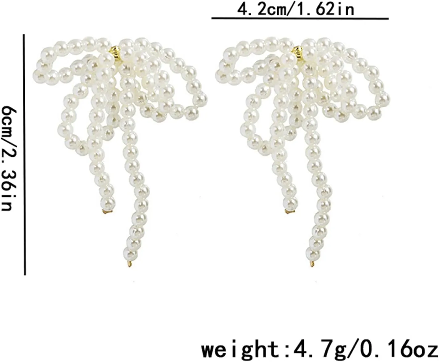 Pearl Bow Dangle Earrings Sterling Silver Post Adorable Charm Bowknot Faux White Pearl Beaded Chandelier Tassel Earrings for Women Wedding Birthday Valentine's Day Fashion Jewelry Gifts