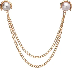 Pearl Brooch Pins Tassel Chain Brooch Collar Pins Lapel Pins for Men Women Dress Shirt Collar Chain Suit Collar Brooch Hanging Chain Lapel Pin for Men Suits Tuxedo Shirt Accessories