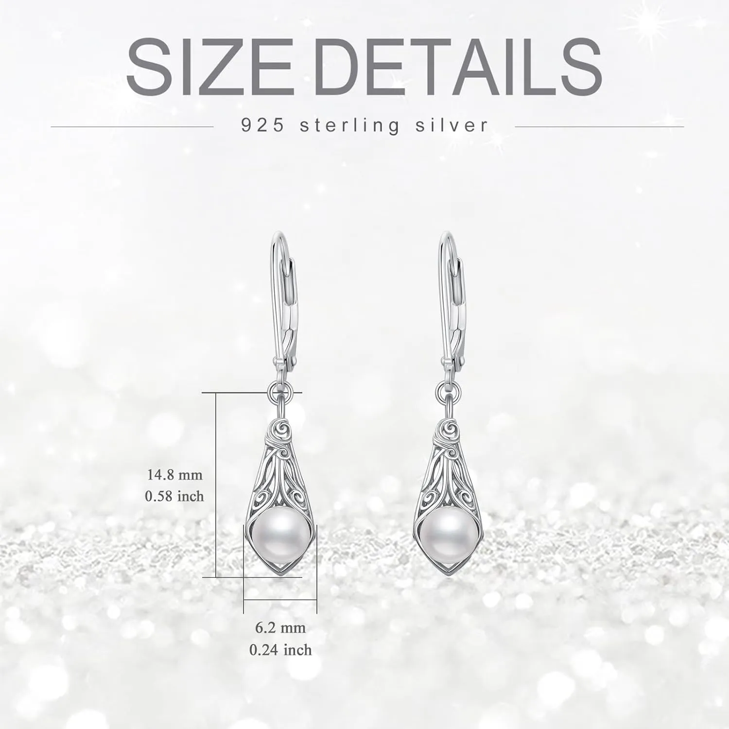 Pearl Earrings for Women 925 Sterling Silver Irish Celtic Knot Drop Dangle Earrings Leverback Jewelry Gifts (silver)