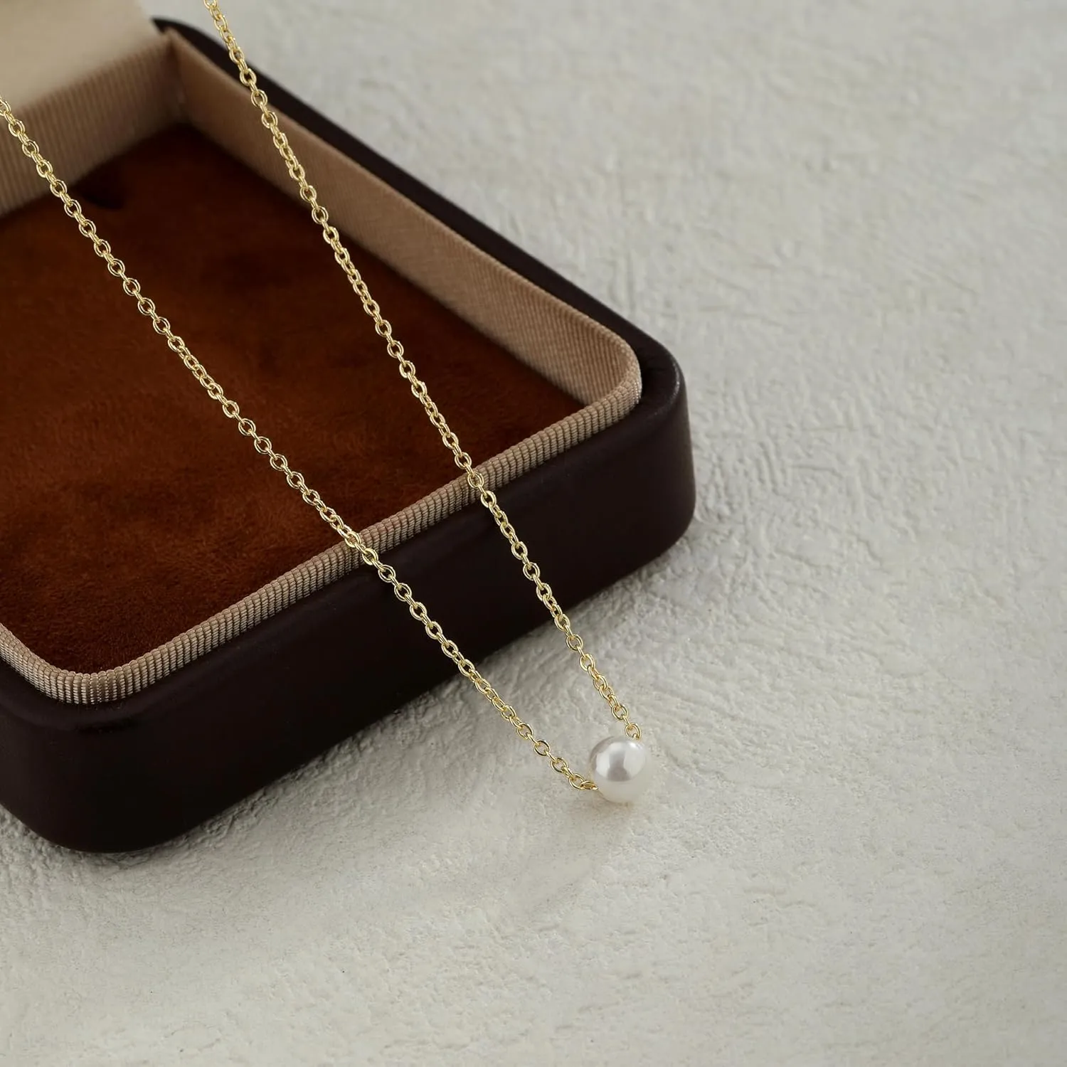 Pearl Necklace for Women,14k Gold/Silver Plated Waterproof Small Cute Dainty Choker Necklace Drop Single Pearl Chain Trendy Jewelry Fashion Gift