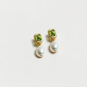 Penelope Rectangle Earrings (Peridot & Gold)