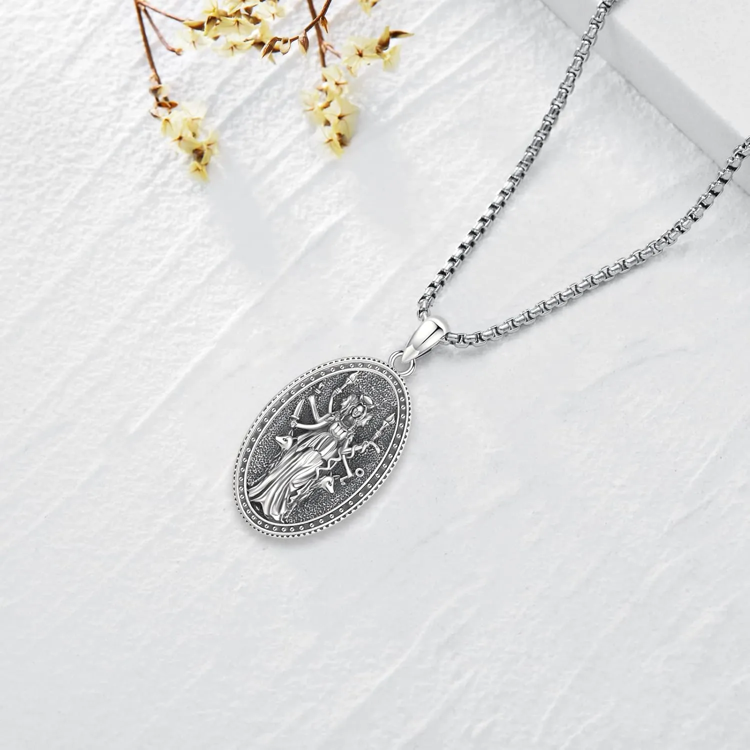 Pentagram Necklace Sterling Silver Triple Moon Goddess/Celtic Knot Witches Knot/Ankh/Sun and Moon/Hecate/Lilith/Santa Muerte/Tetragrammaton Pendant Necklace Pagan Wiccan Magic Egyptian Amulet Jewelry for Women Men
