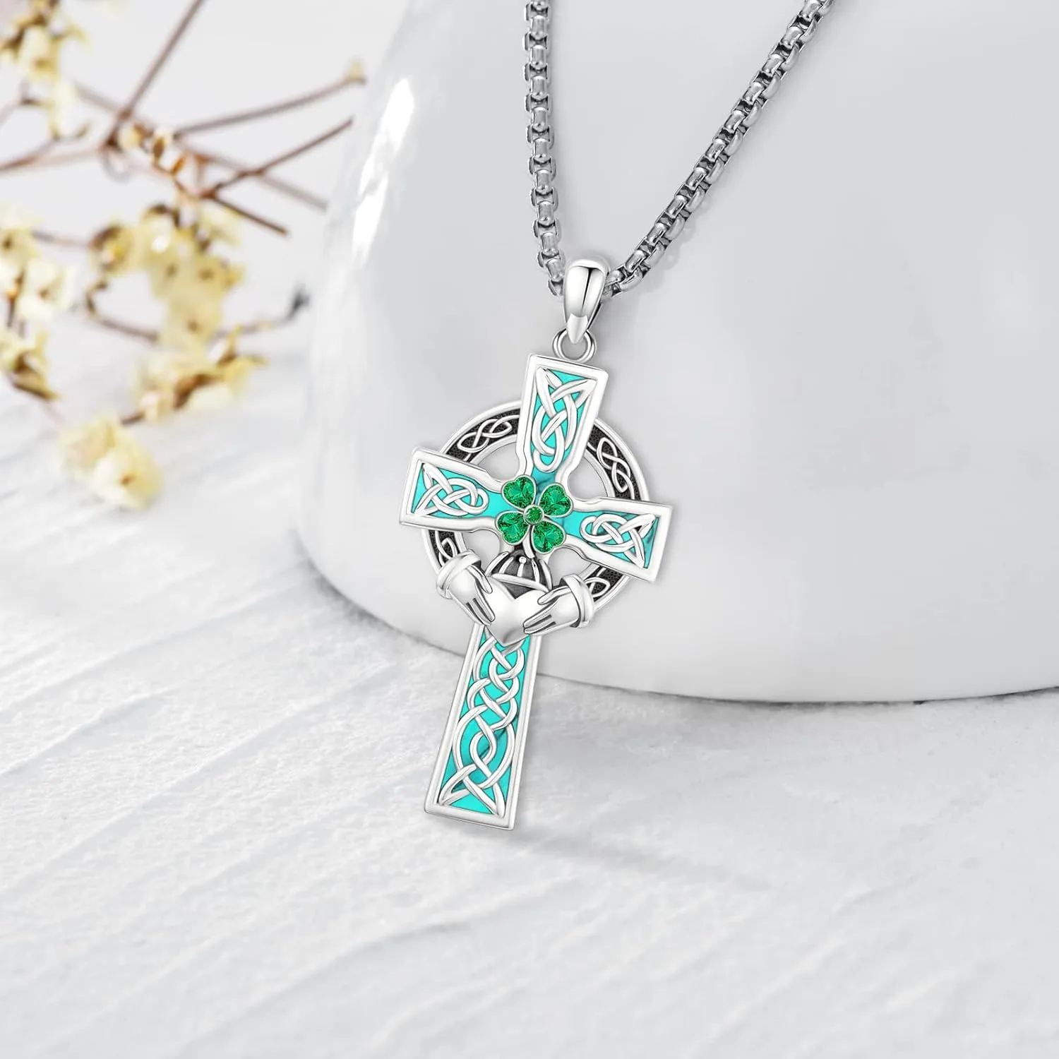 Pentagram/Sun Moon/Celtic Witches Knot/Santa Muerte/Triple Moon Goddess/Hecate Necklace Sterling Silver Magic Wiccan Pagan Amulet Jewelry for Women Men