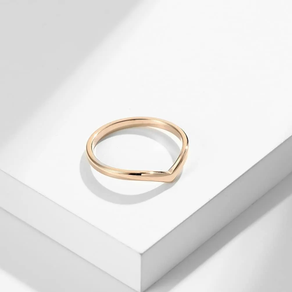 Personalized BFF Friendship Couple Ring for 2 Classical Chevron Pointed V Shaped 2mm Stainless Steel Dainty Stackable Thin Promise Engagement Rings