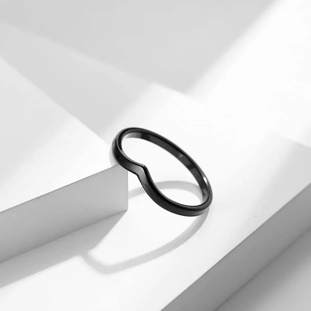 Personalized BFF Friendship Couple Ring for 2 Classical Chevron Pointed V Shaped 2mm Stainless Steel Dainty Stackable Thin Promise Engagement Rings