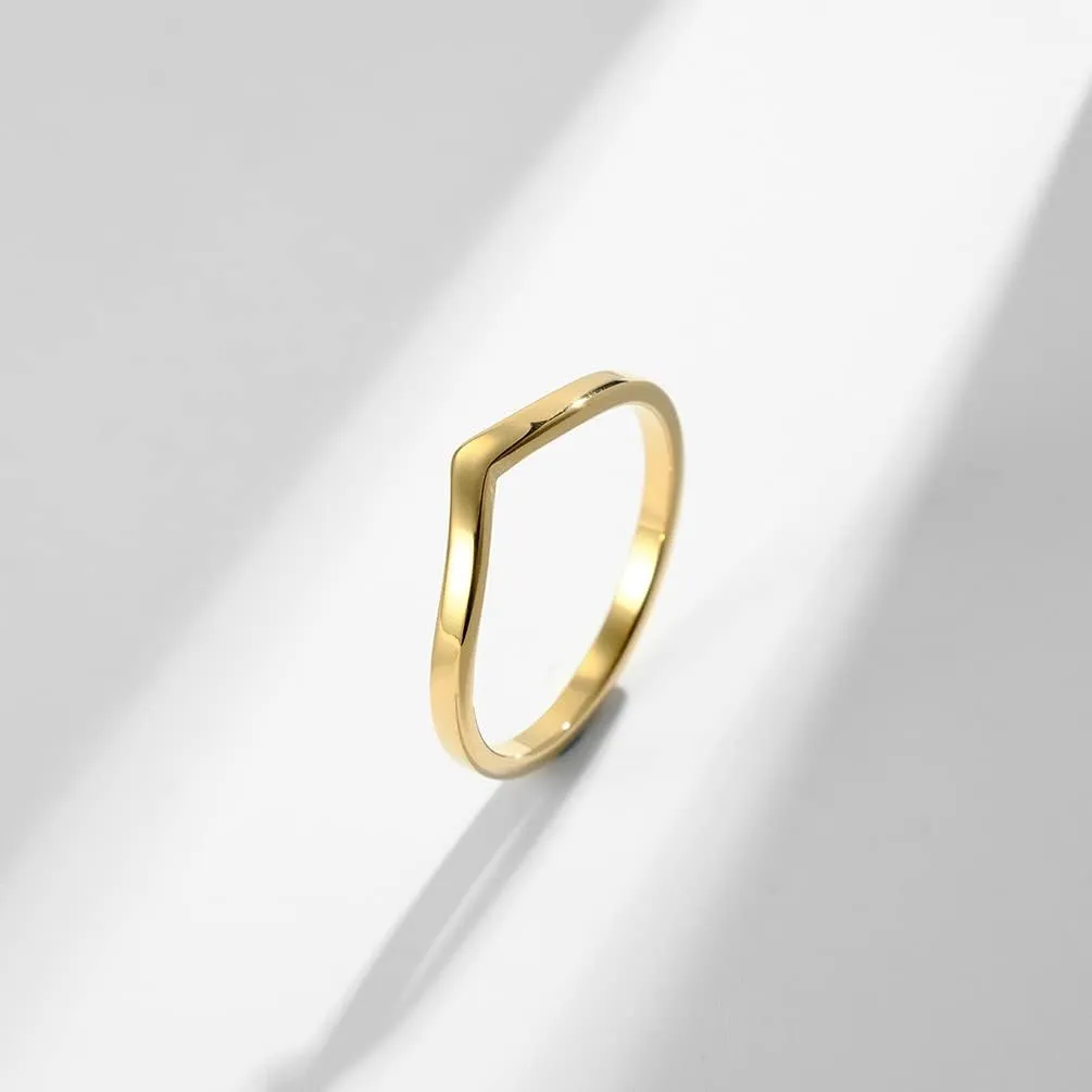 Personalized BFF Friendship Couple Ring for 2 Classical Chevron Pointed V Shaped 2mm Stainless Steel Dainty Stackable Thin Promise Engagement Rings