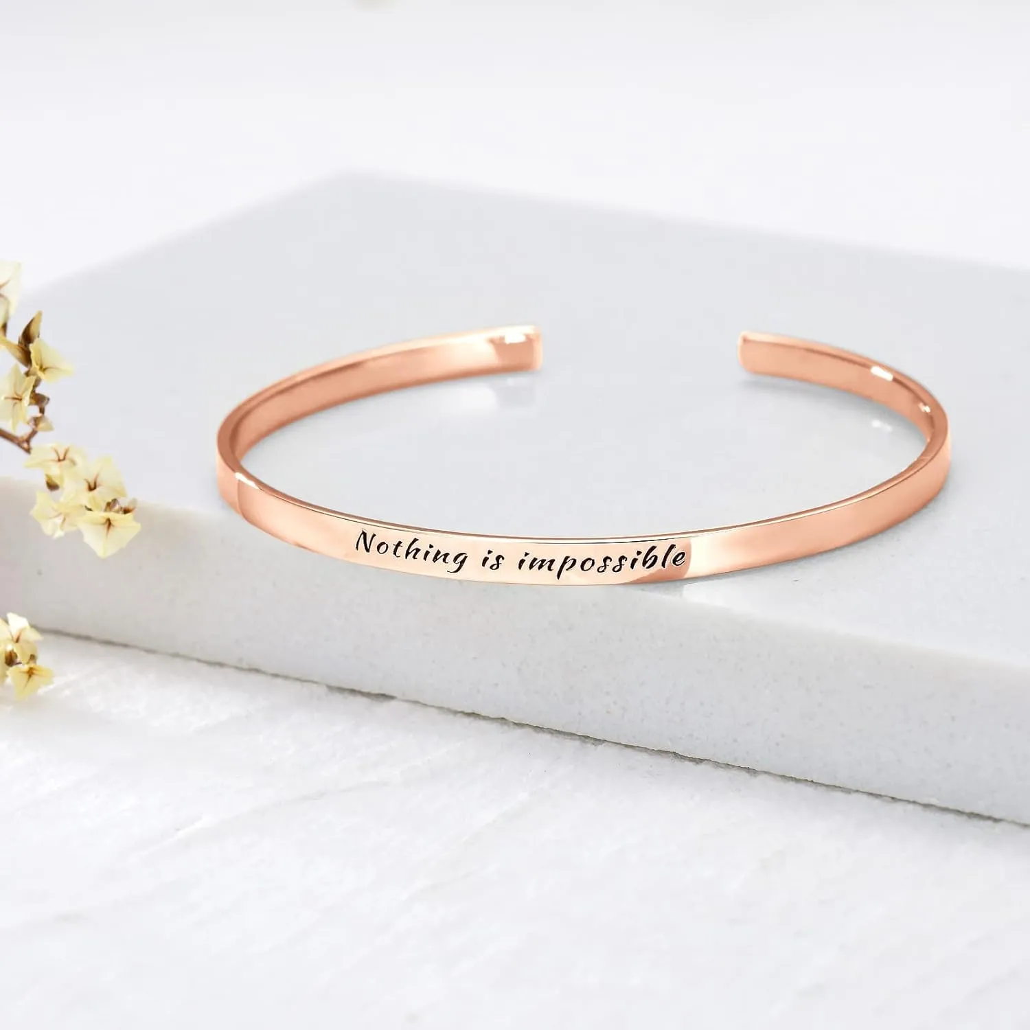 Personalized Bracelet for Women Sterling Silver Custom Text Bangle Bracelet Gift