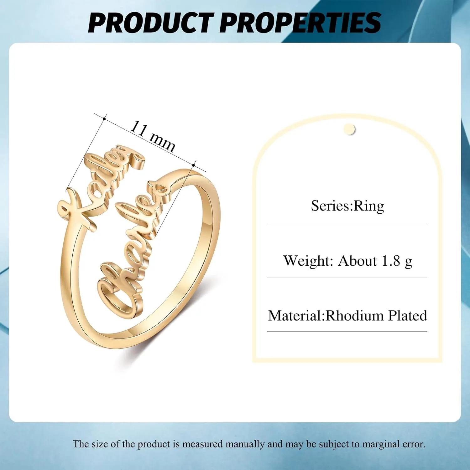 Personalized Double Names Ring for Women Custom Gold Ring with Names Promise Rings for Her Mother Rings Customized Gifts for Women Mom