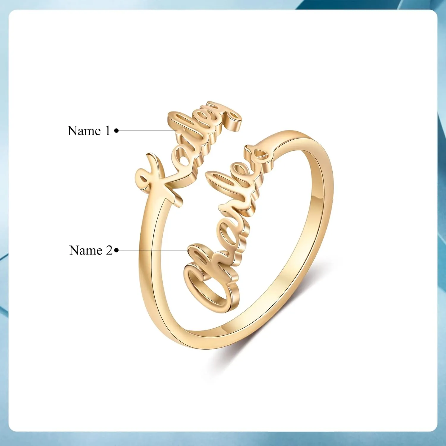 Personalized Double Names Ring for Women Custom Gold Ring with Names Promise Rings for Her Mother Rings Customized Gifts for Women Mom