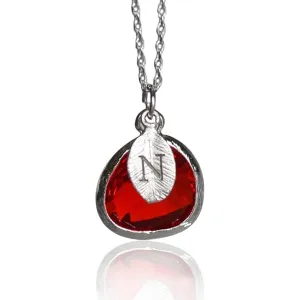 Personalized Garnet Necklace, January Birthstone Necklace, Bridesmaid Necklace, Custom Initial Necklace, Gift for Her, Garnet Jewelry