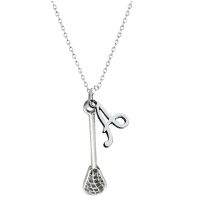Personalized Girls Lacrosse Stick Charm Necklace, Lacrosse Jewelry for Female Lacrosse Players, Lax Gift