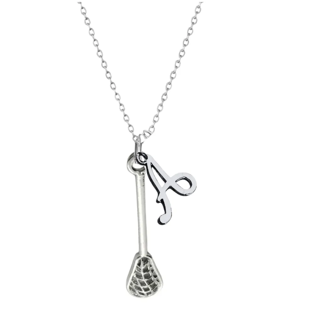Personalized Girls Lacrosse Stick Charm Necklace, Lacrosse Jewelry for Female Lacrosse Players, Lax Gift