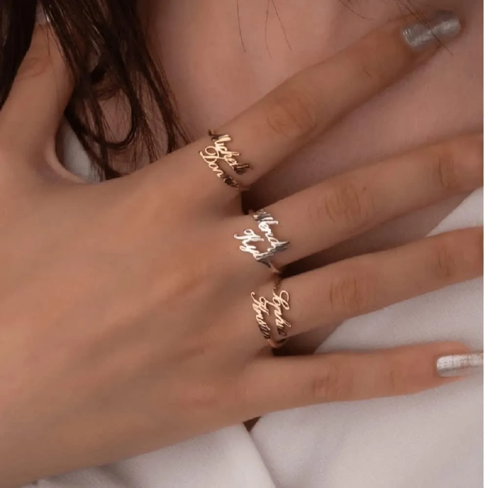 Personalized Name Ring for Women, Promise Rings for Her Custom Adjustable Names Rings Custom Jewelry for Sister Best Friend