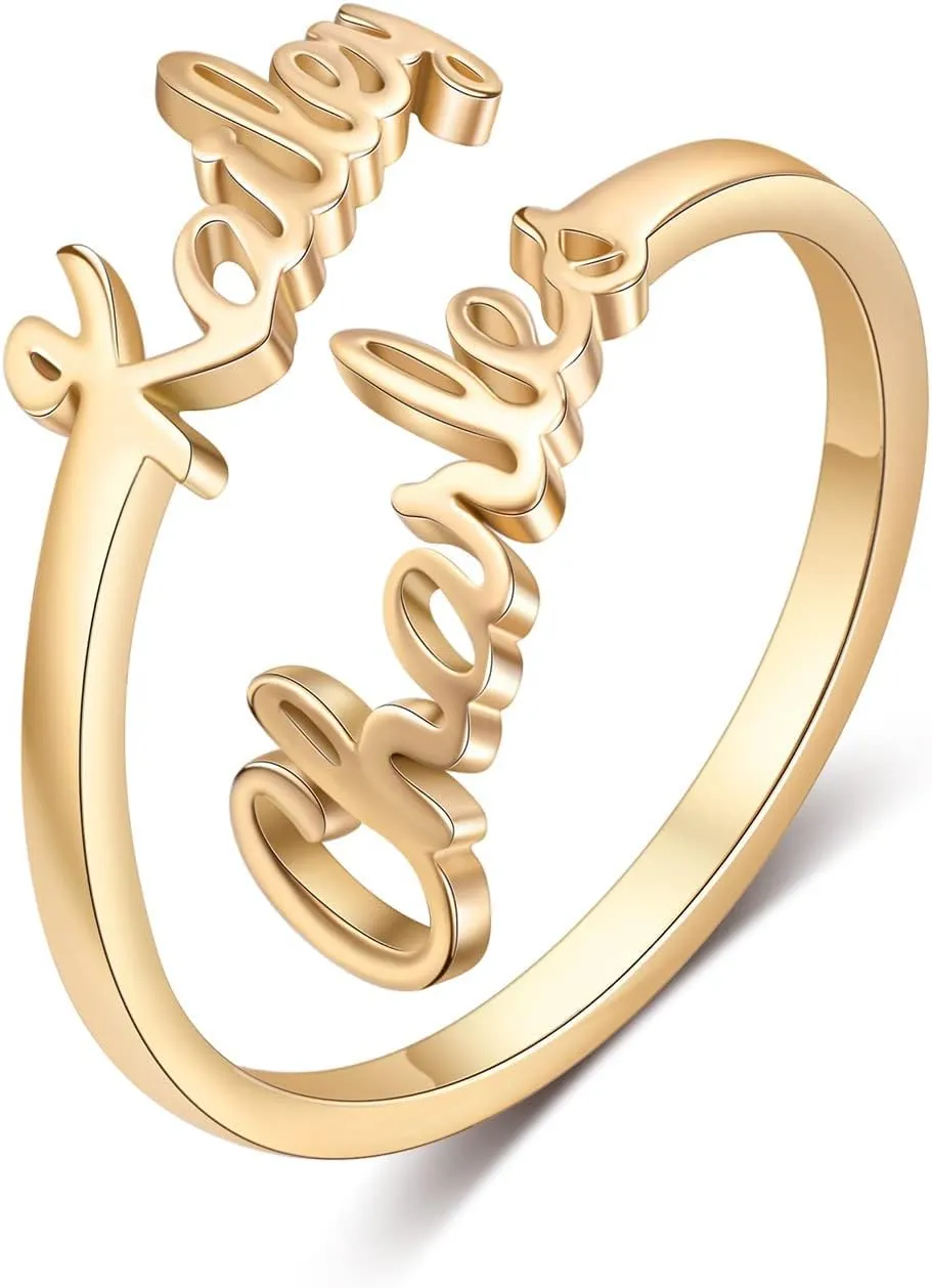 Personalized Name Ring for Women, Promise Rings for Her Custom Adjustable Names Rings Custom Jewelry for Sister Best Friend