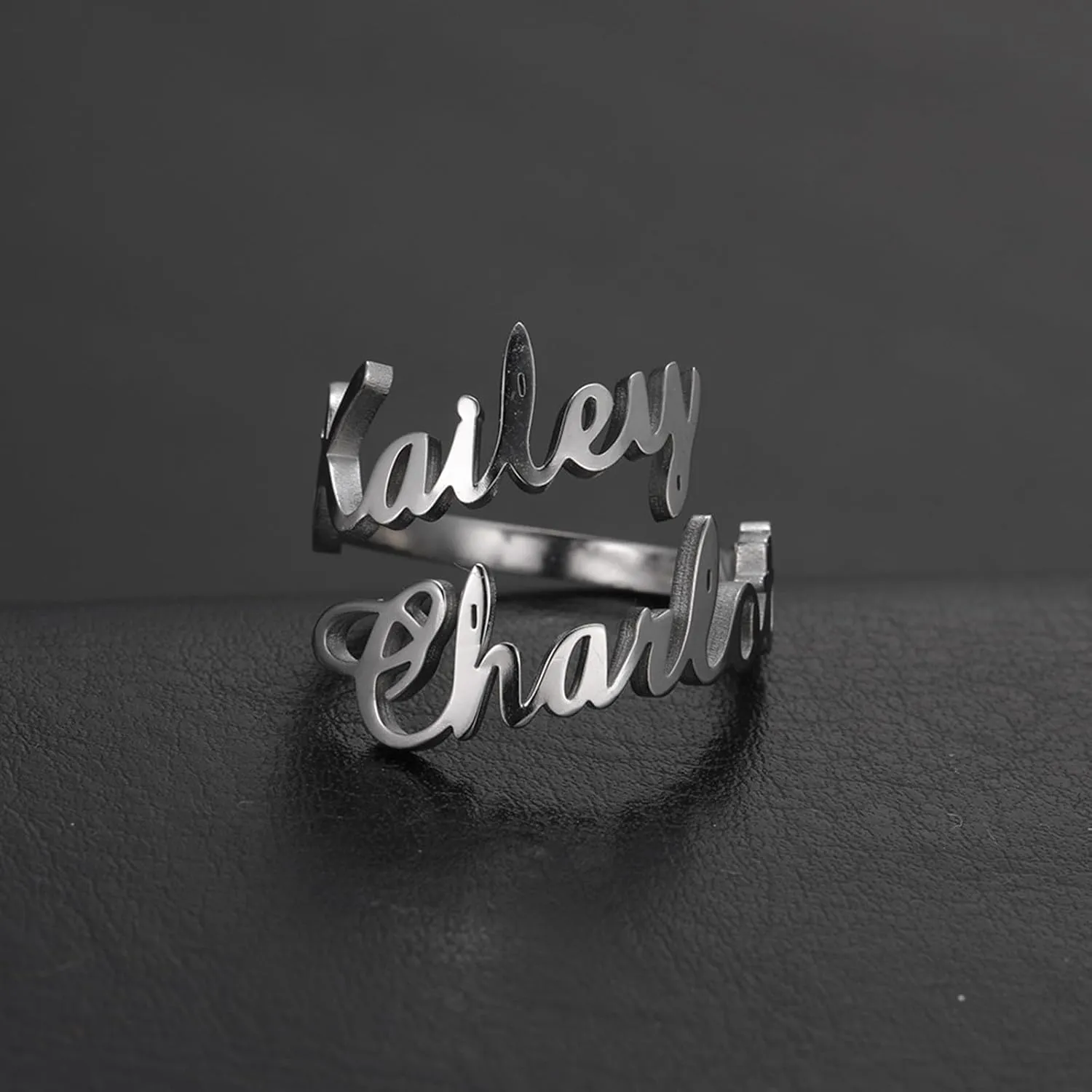 Personalized Name Ring for Women, Promise Rings for Her Custom, Finger Ring for Engagement Wedding Christmas Gift,Couples Rings with 2 Names Personalized Jewelry Gift for Women Mother BFF