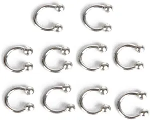 Personalized Nose Ring Hoop Nose Studs,10 Pcs Stainless Steel Horseshoe Bar Lip Nose Septum Ear Ring Stud Body Piercing - Silver 8mm