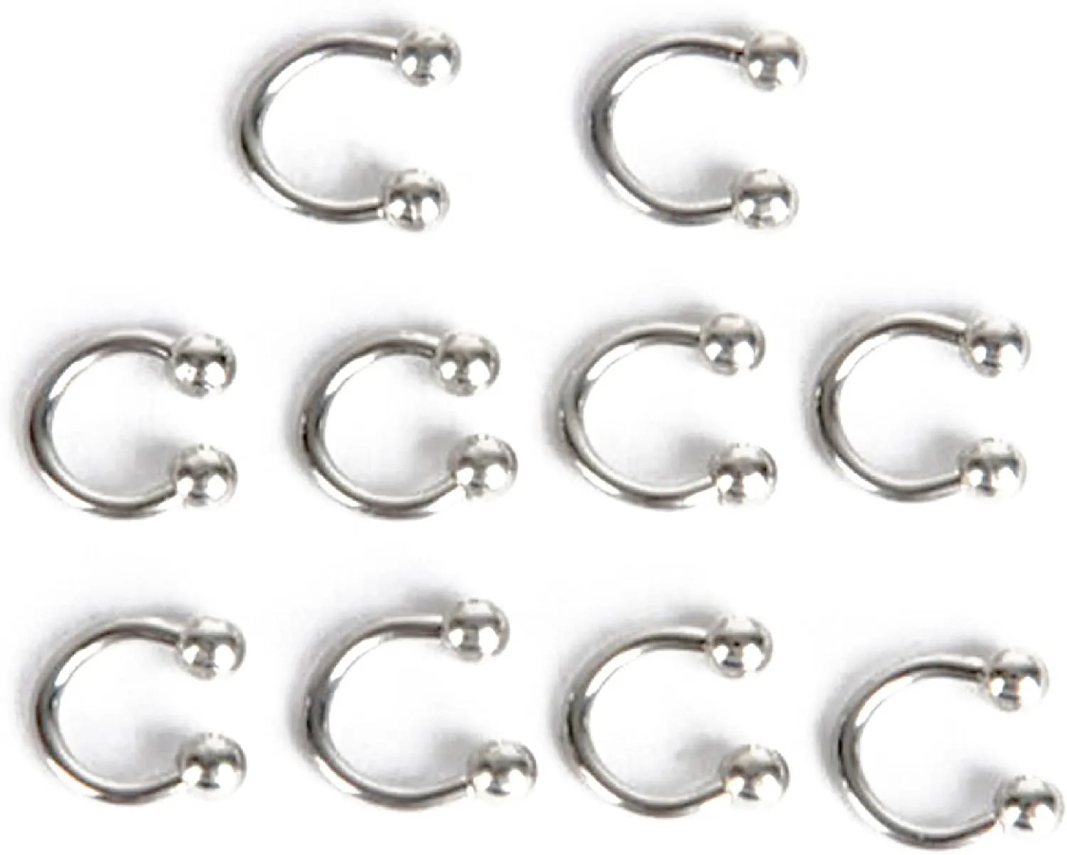 Personalized Nose Ring Hoop Nose Studs,10 Pcs Stainless Steel Horseshoe Bar Lip Nose Septum Ear Ring Stud Body Piercing - Silver 8mm