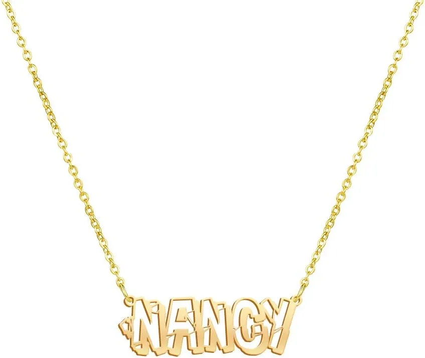 Personalized with Men Name Necklace Birthstone stainless steel Custom Made Gold Nameplate Pendant for Women