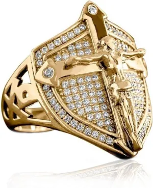 PikaLF Christian Jesus Cross Ring for Men, Crucifix Ring, Medieval Shield Ring, Crusader Sword Rings, Religious Amulet Ring, Christian Catholic Ring Jewelry for Men, Unique Gifts for Men