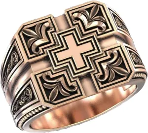 PikaLF Cross Ring for Men, Christian Religious Ring, Vintage Carved Band Rings, Retro Cross Totem Ring, Gothic Cross Amulet Ring, Punk Cross Signet Ring, Baptism Christian Jewelry Unique Gifts