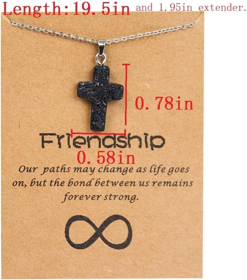 Pingyongchang Best Friend Crystal Cross Pendant Necklace Gifts Stress Relief Inspirational Natural Stone Friendship Protection Choker for Women Girls Teen Christian Baptism Easter Birthday Gifts