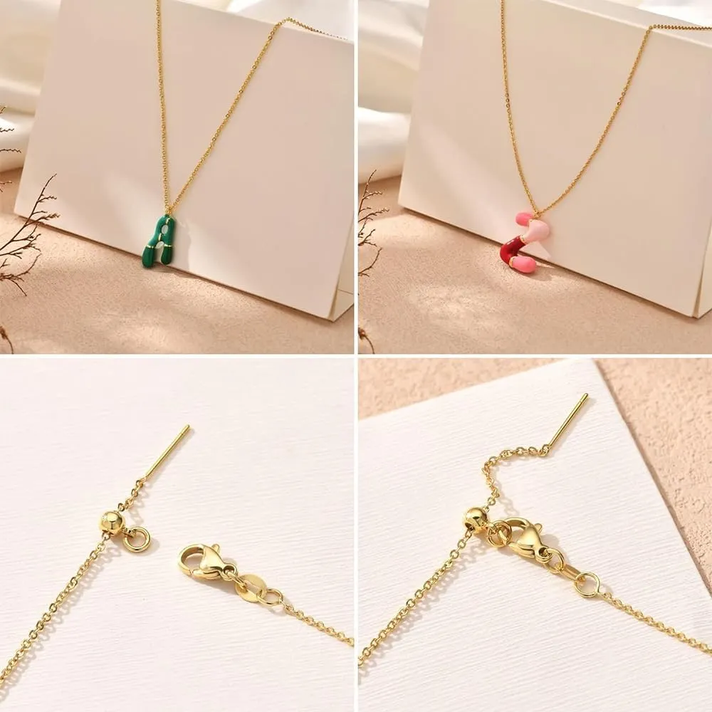 Pingyongchang Color Bubble Letter Initial Necklace for Women, Colorful Balloon Alphabet Name A-Z Pendant Dainty Cute 14K Gold Plated Necklaces Jewelry Gifts