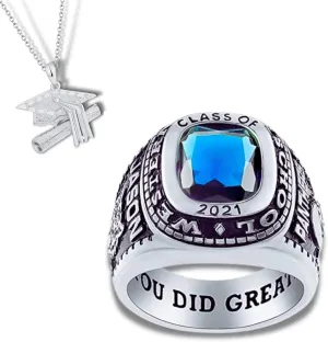 PJM Mementos USA Premium Class Ring Authentic Class Ring for Men  Classic Collection  Genuine 925 Sterling Silver or 10KT Gold  Customized High School College University Men's Class Ring  Graduation Gifts