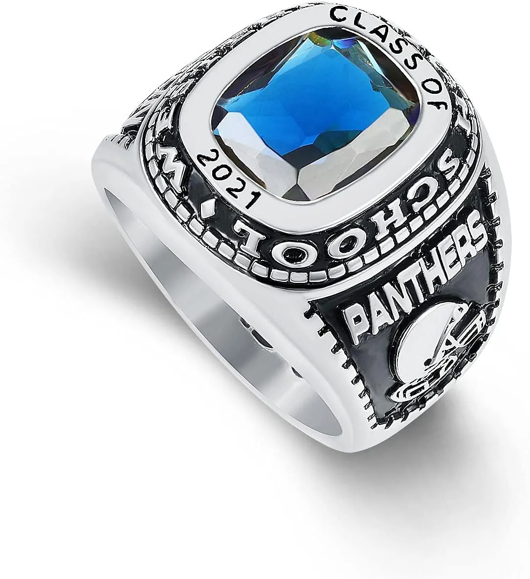 PJM Mementos USA Premium Class Ring Authentic Class Ring for Men  Classic Collection  Genuine 925 Sterling Silver or 10KT Gold  Customized High School College University Men's Class Ring  Graduation Gifts