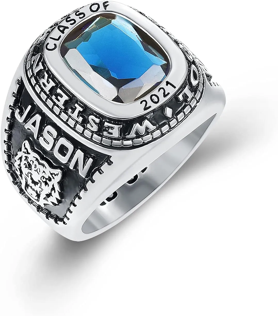 PJM Mementos USA Premium Class Ring Authentic Class Ring for Men  Classic Collection  Genuine 925 Sterling Silver or 10KT Gold  Customized High School College University Men's Class Ring  Graduation Gifts
