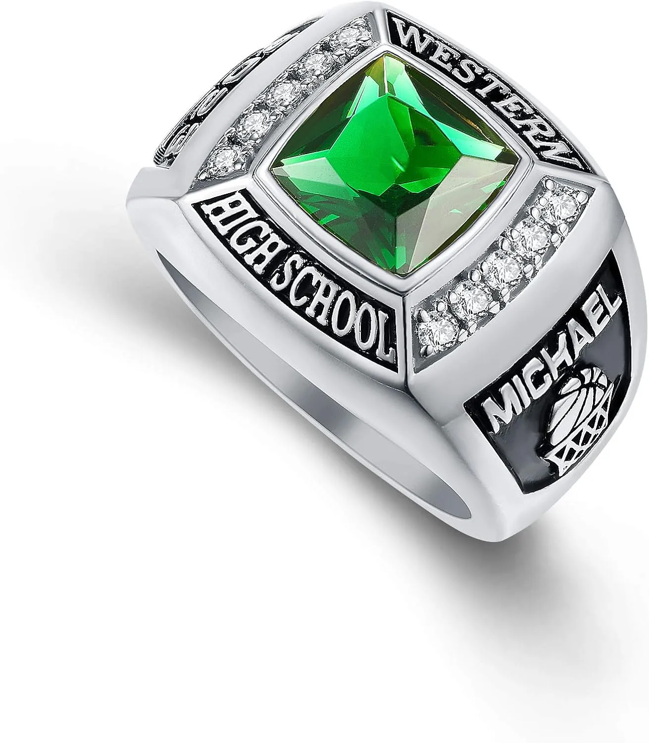 PJM Mementos USA Premium Class Ring Authentic Class Ring for Men  Deluxe Collection  Genuine 925 Sterling Silver or 10KT Gold  Customized High School College University Men's Class Ring  Graduation Gifts