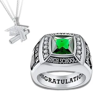 PJM Mementos USA Premium Class Ring Authentic Class Ring for Men  Deluxe Collection  Genuine 925 Sterling Silver or 10KT Gold  Customized High School College University Men's Class Ring  Graduation Gifts