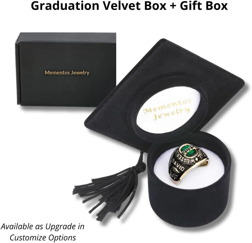 PJM Mementos USA Premium Class Ring Authentic Class Ring for Men  Royal Collection  Genuine 925 Sterling Silver or 10KT Gold  Customized High School College University Men's Class Ring  Graduation Gifts