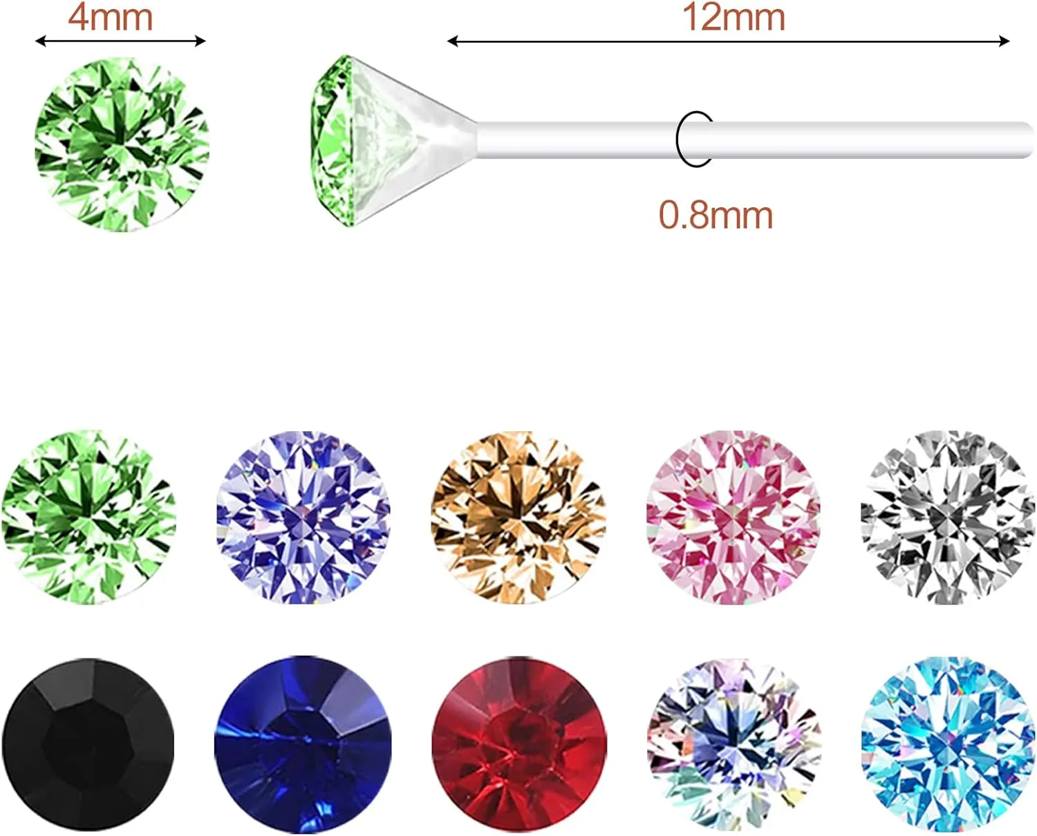 Plastic Earrings,80pcs Colorful Cubic Zirconia Earrings for Gril, medical grade plastic Post earrings for sensitive ears, 3mm stud earrings for women hypoallergenic