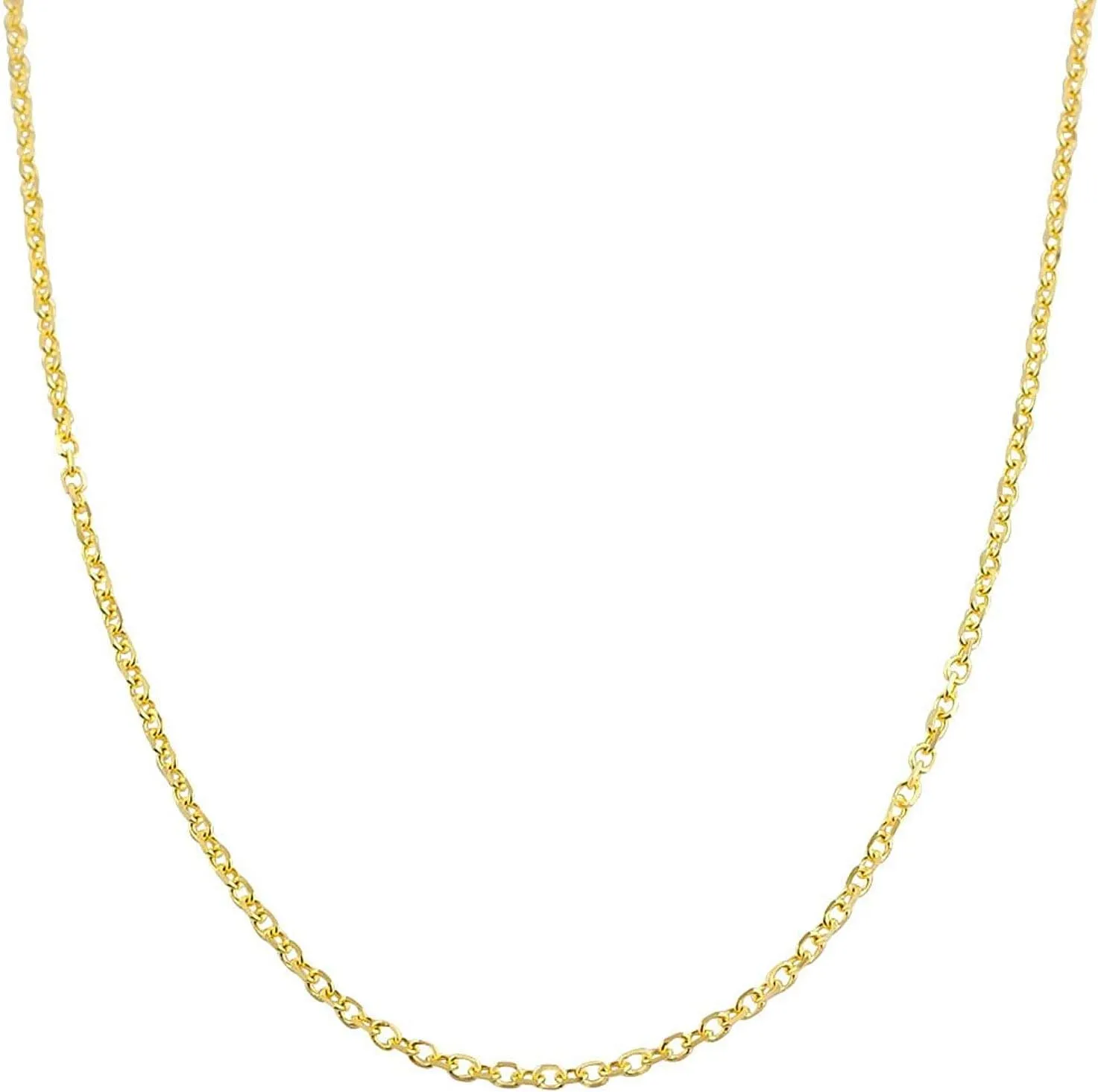 PORI JEWELERS 14K Yellow Gold 1.8MM Diamond Cut Anchor/Cable Chain Necklace- Available in Yellow, 14"-24"