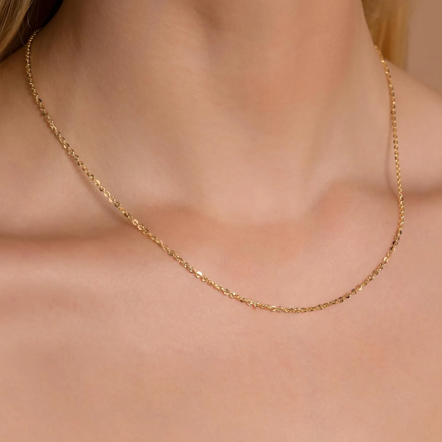 PORI JEWELERS 14K Yellow Gold 1.8MM Diamond Cut Anchor/Cable Chain Necklace- Available in Yellow, 14"-24"