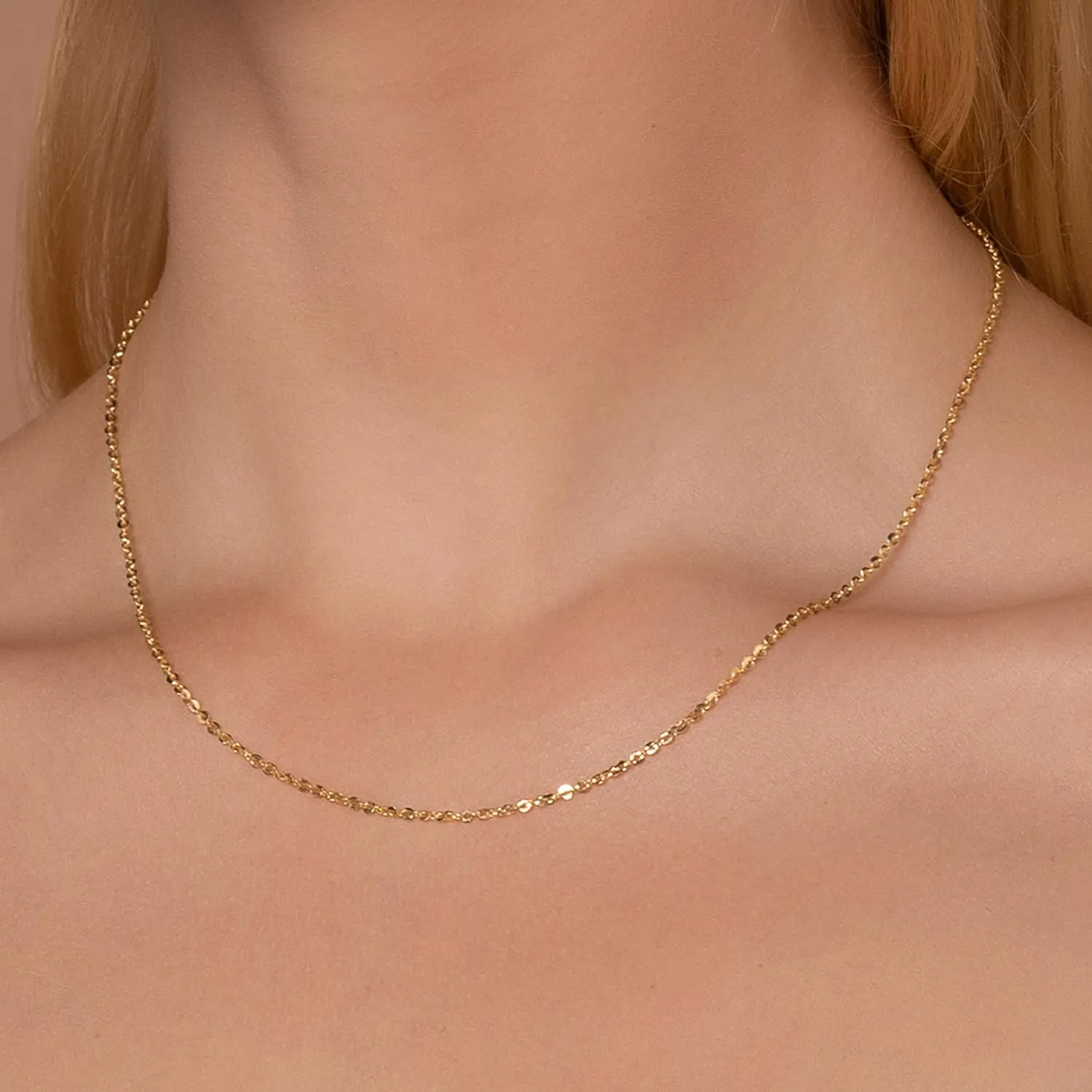 PORI JEWELERS 14K Yellow Gold 1.8MM Diamond Cut Anchor/Cable Chain Necklace- Available in Yellow, 14"-24"