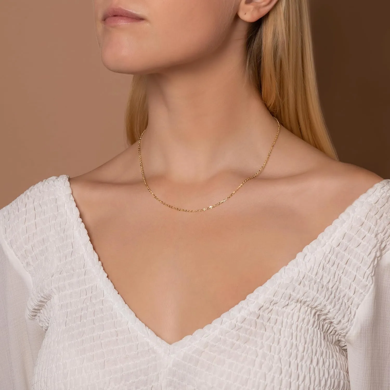 PORI JEWELERS 14K Yellow Gold 1.8MM Diamond Cut Anchor/Cable Chain Necklace- Available in Yellow, 14"-24"