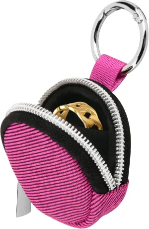 Portable Ring Organizer Case with Keychain, Traveling Ring Holder Storage Bag, Anti-Lost Keychain Container for Rings, Jewelry (1, Hot Pink)