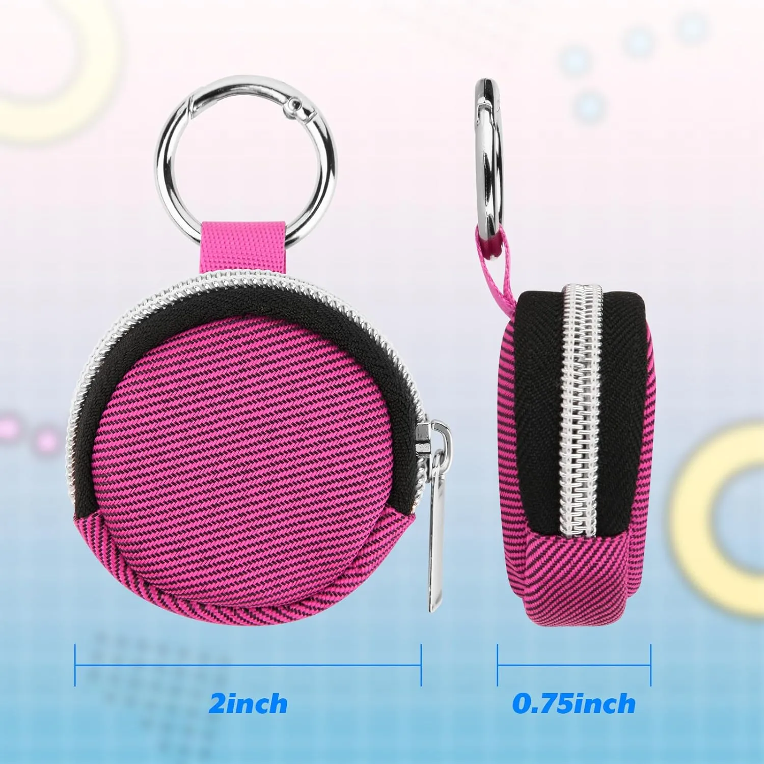 Portable Ring Organizer Case with Keychain, Traveling Ring Holder Storage Bag, Anti-Lost Keychain Container for Rings, Jewelry (1, Hot Pink)