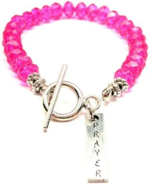 Prayer Hot Pink Crystal Beaded Toggle Bracelet