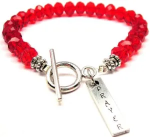 Prayer Red Crystal Beaded Toggle Bracelet